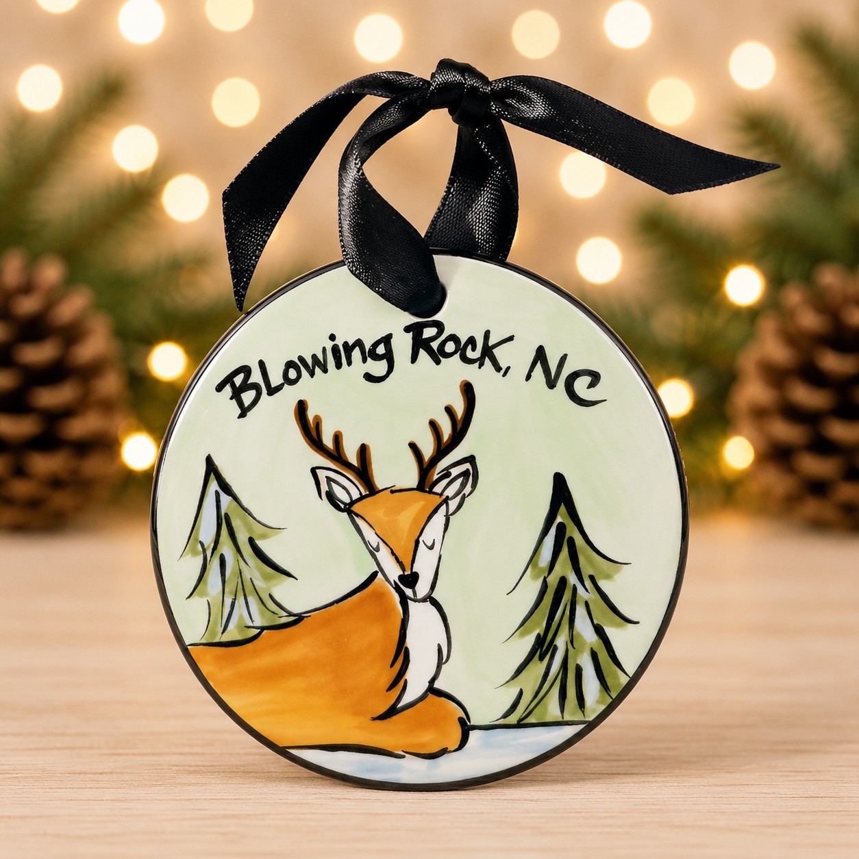Blowing Rock Deer Ornament